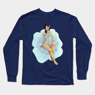 Blue Hibiscus Long Sleeve T-Shirt